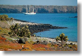 bay, boats, ecuador, equator, faralote, galapagos, galapagos islands, horizontal, islands, latin america, ocean, pacific ocean, sagitta, sails down, south pacific, water, photograph