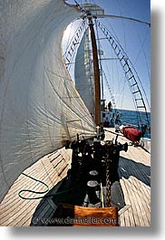 boats, ecuador, equator, fisheye lens, galapagos, galapagos islands, islands, latin america, ocean, pacific ocean, sagitta, sails, sails up, south pacific, vertical, water, photograph