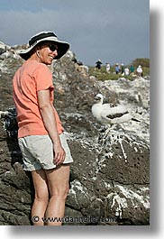 bob linda, boobies, ecuador, equator, galapagos, galapagos islands, islands, latin america, lindas, pacific ocean, people, south pacific, vertical, photograph