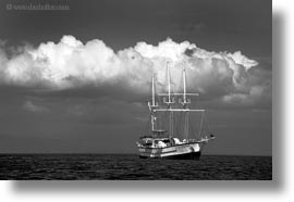 black and white, boats, ecuador, equator, galapagos islands, horizontal, latin america, sagitta, photograph