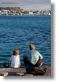 ecuador, equator, galapagos islands, jacks, latin america, natural habitat, ocean, people, sitting, tourists, vertical, water, photograph