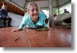 childrens, ecuador, equator, galapagos islands, girls, horizontal, latin america, natural habitat, people, shells, tortoises, photograph