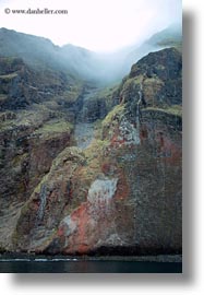 cliffs, ecuador, equator, fog, galapagos islands, latin america, santa cruz, vertical, photograph