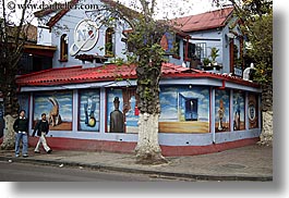 buildings, ecuador, equator, horizontal, houses, latin america, murals, quito, photograph
