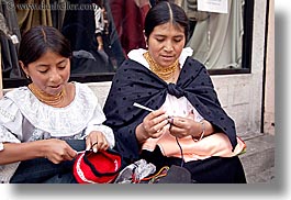 childrens, ecuador, equator, girls, horizontal, knitting, latin america, quito, photograph