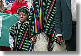 boys, childrens, clothes, colors, ecuador, equator, green, hats, horizontal, latin america, quechua, quito, stripes, photograph