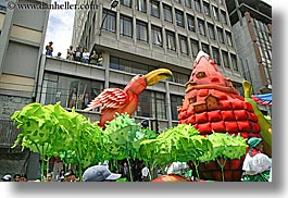 colorful, colors, ecuador, equator, floats, horizontal, latin america, parade, parrots, quito, photograph