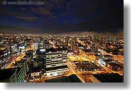 cityscapes, clouds, ecuador, equator, horizontal, latin america, lights, long exposure, nature, nite, quito, sky, traffic, transportation, photograph