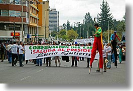 banners, ecuador, equator, gutierrez, horizontal, latin america, lucio, parade, people, quito, photograph