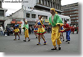 bandana, clothes, dancing, ecuador, equator, horizontal, latin america, people, pirates, quito, yellow, photograph