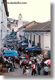 buildings, busy, crowds, ecuador, equator, latin america, market, people, quito, streets, structures, towns, vertical, photograph