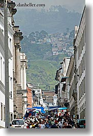 buildings, crowds, ecuador, equator, latin america, people, quito, streets, structures, towns, vertical, photograph