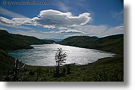 clouds, horizontal, lakes, latin america, patagonia, trees, photograph