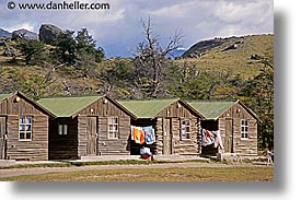 cabins, el chalten, horizontal, latin america, patagonia, photograph