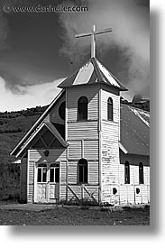 black and white, churches, el chalten, latin america, old, patagonia, vertical, photograph
