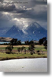 estancia lazo, latin america, mountains, patagonia, pond, vertical, photograph