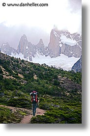 fitz roy, fitzroy, hikers, latin america, patagonia, vertical, photograph