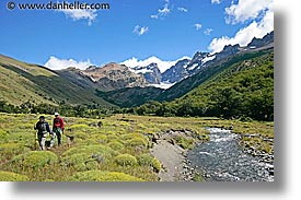 hiking, horizontal, latin america, mountains, patagonia, stream, photograph