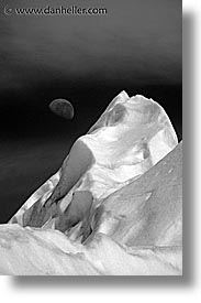 black and white, close ups, glaciers, latin america, moon, moreno glacier, patagonia, vertical, photograph