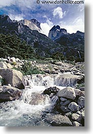 latin america, mountains, patagonia, stream, vertical, photograph