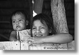 amazon, black and white, childrens, horizontal, jungle, latin america, people, peru, river people, rivers, photograph