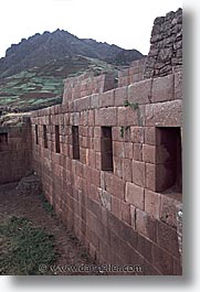 ancient ruins, andes, architectural ruins, inca trail, incan tribes, latin america, mountains, peru, pisac, pisaq, stone ruins, vertical, photograph