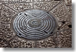 covers, horizontal, israel, jerusalem, manholes, middle east, photograph