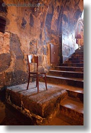 buildings, catholic, chains, christian, churches, israel, jerusalem, marys tomb, middle east, religious, religious sites, stairs, structures, vertical, photograph