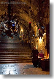 images/MiddleEast/Israel/Jerusalem/ReligiousSites/MarysTomb/hanging-lamps-n-monk-1.jpg