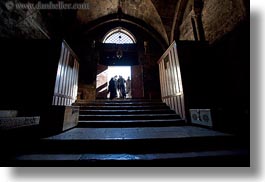 buildings, catholic, christian, churches, exiting, glow, grotto, horizontal, israel, jerusalem, lights, marys tomb, middle east, nuns, religious, religious sites, structures, photograph