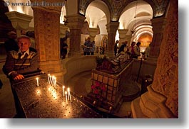 buildings, cancles, christian, churches, glow, horizontal, israel, jerusalem, lights, mary, men, middle east, old, religious, religious sites, sleeping, structures, photograph