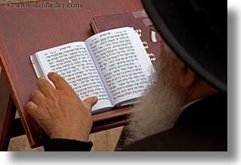 beards, books, clothes, hats, hebrew, horizontal, israel, jerusalem, jewish, language, men, middle east, old, people, prayers, reading, religious, temples, western wall, photograph