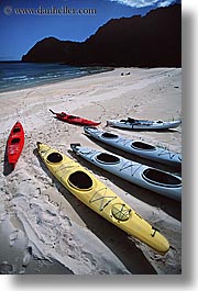 abel tasman, beaches, kayaks, new zealand, vertical, photograph