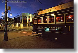 cable car, christchurch, horizontal, new zealand, nite, restaurants, photograph