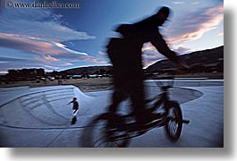 bicycles, clouds, horizontal, lake wanaka, new zealand, sunsets, photograph