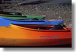 colorful, horizontal, kayaks, new zealand, queen charlotte, photograph