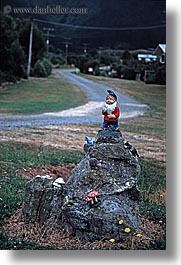 gardens, gnomes, new zealand, queen charlotte, vertical, photograph