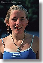 girls, new zealand, queen charlotte, swimmers, vertical, photograph