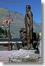 new zealand, queenstown, rees, statues, vertical, william, photograph