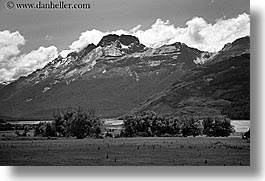 black and white, horizontal, mountains, new zealand, routeburn, photograph