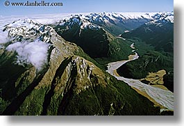 horizontal, mountains, new zealand, southern alps, valley, photograph