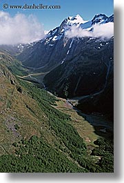 mountains, new zealand, southern alps, valley, vertical, photograph