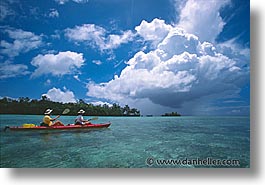 horizontal, kayaks, palau, storm, tropics, photograph