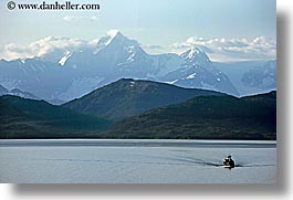 alaska, america, boats, horizontal, mountains, north america, ocean, united states, photograph