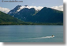 alaska, america, boats, horizontal, mountains, north america, ocean, united states, photograph