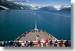 alaska, america, crowds, cruise ships, deck, glaciers, horizontal, mountains, north america, people, united states, photograph