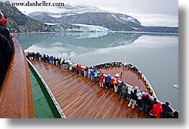 alaska, america, crowds, cruise ships, deck, glaciers, horizontal, north america, people, united states, photograph