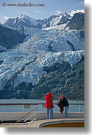 alaska, america, cruise ships, deck, glaciers, mountains, north america, people, united states, vertical, photograph