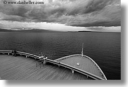 alaska, america, black and white, clouds, cruise ships, deck, horizontal, north america, people, united states, photograph