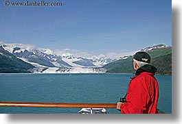 alaska, america, cruise ships, deck, glaciers, horizontal, men, mountains, north america, people, united states, photograph